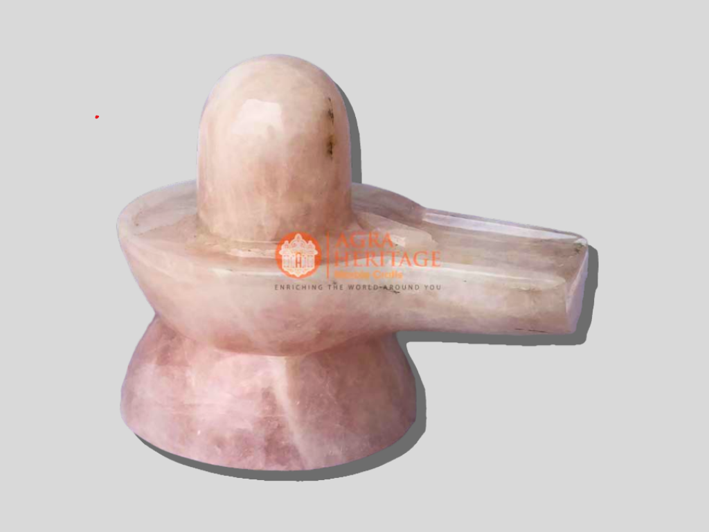 Rose Quartz Shivling Statue Religious Gift